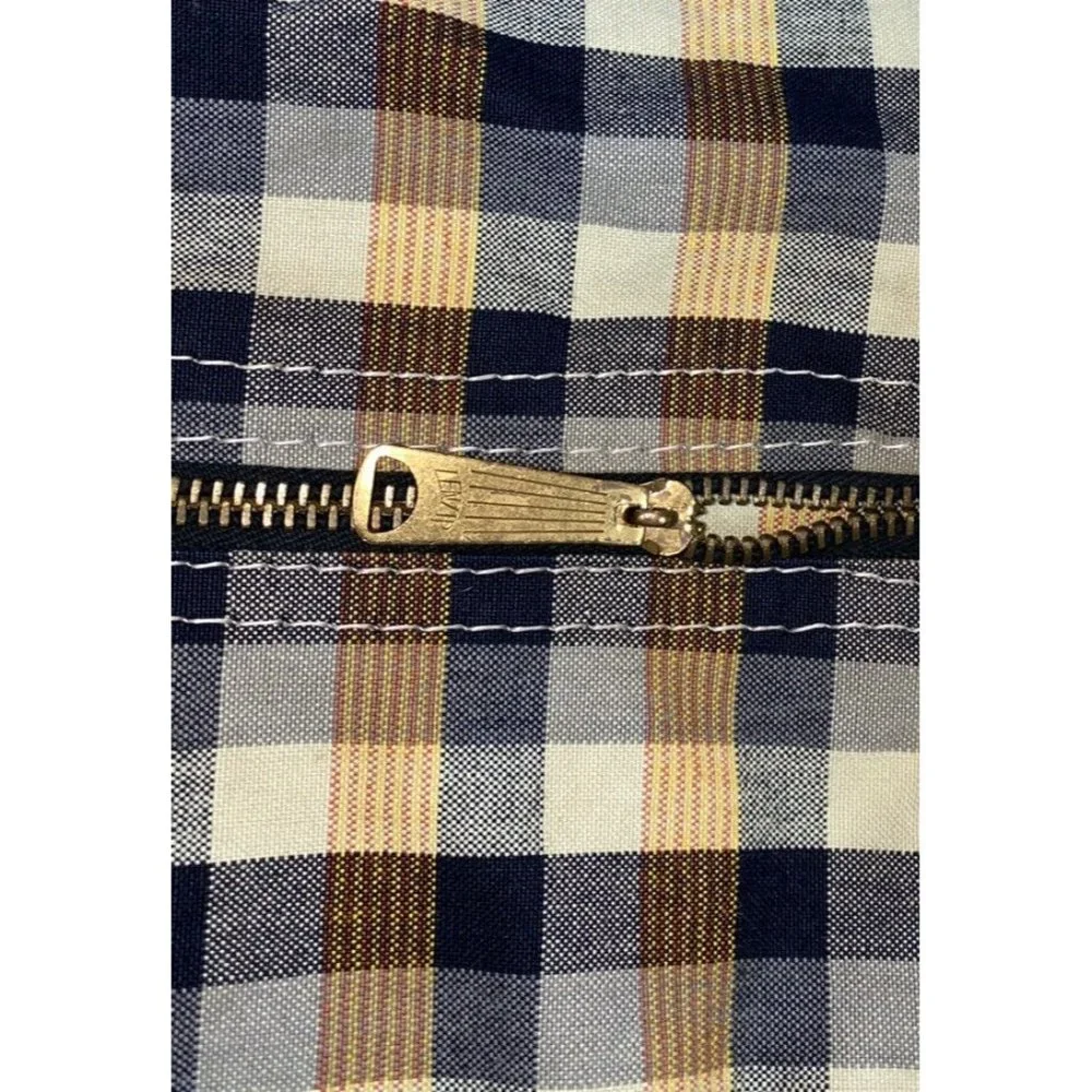 Vintage 60s Garment Bags Clothes Cover Travel 2 Plaid Check Canvas Print Rare